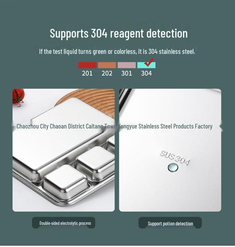 Korean Style 304 Stainless Steel Multi-purpose Compartment Plate