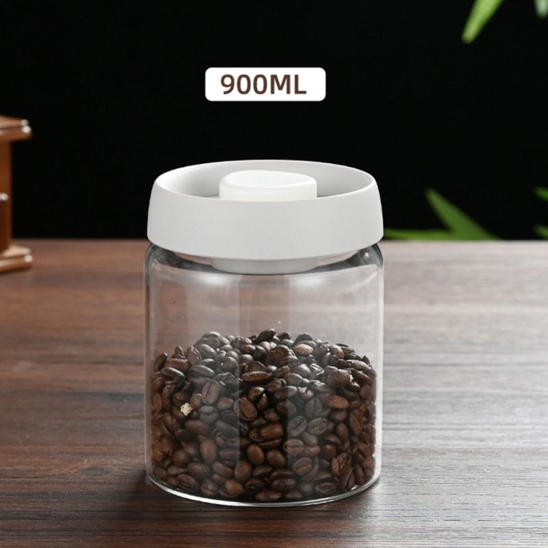 Glass Coffee Storage Jar with Sealed Lid and Broad Opening, Clear Countertop Holder for Daily Home Coffee Storage