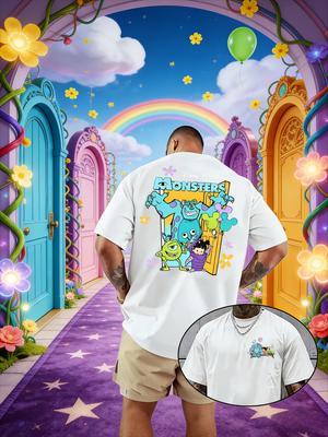 Sommer Disney Monster Uni Bedrucktes Reines Baumwoll T-Shirt Modisches Lockeres Kurzes und Bequemes Ärmel Unisplenical