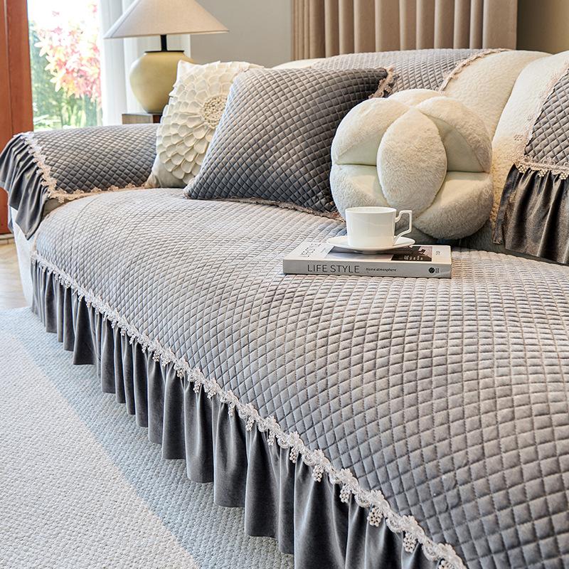 Nordic Simple Short Plush Sofa Cushion  Winter New Seat Cushion High-End Skirt Sofa Cover Cross-Border