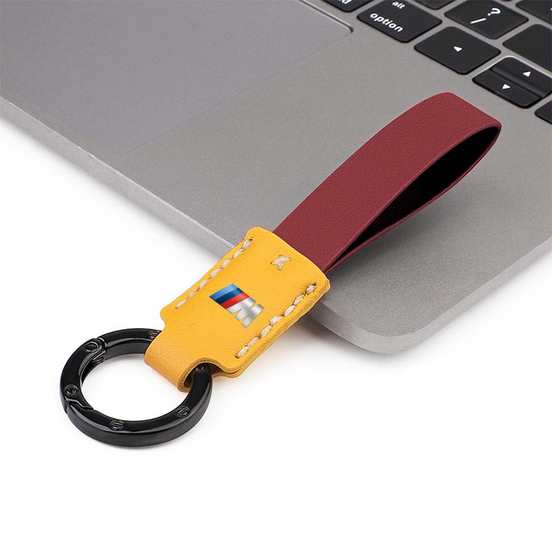 M logo Car Nappa Leather Key Chains Long-style Auto Keyrings For BMW X1 X2 X3 X5 X4 X6 X7 iX3 F20 F10 F07 E70 E46 E90 E92 E60 E3 fxdf89