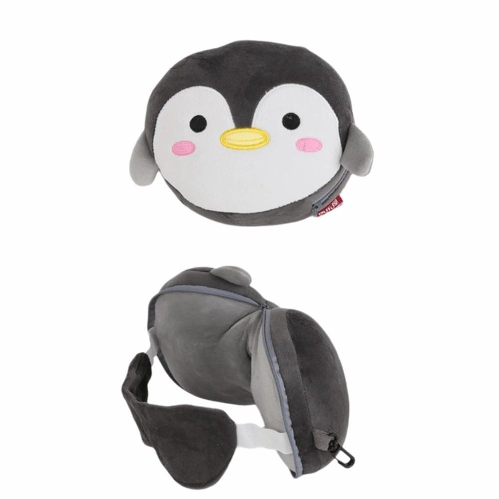 Cute 2 in 1 Neck Pillow Cartoon Velvet Napping Sleeping Pillow Multifunctional U-shaped Sleeping Mask Sleeping