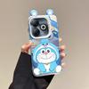 KEYSION Cute Ear Cartoon Case for Infinix Hot 40i with Lanyard Soft Silicone+PC Shockproof Phone Cover for Infinix Smart 8 HD