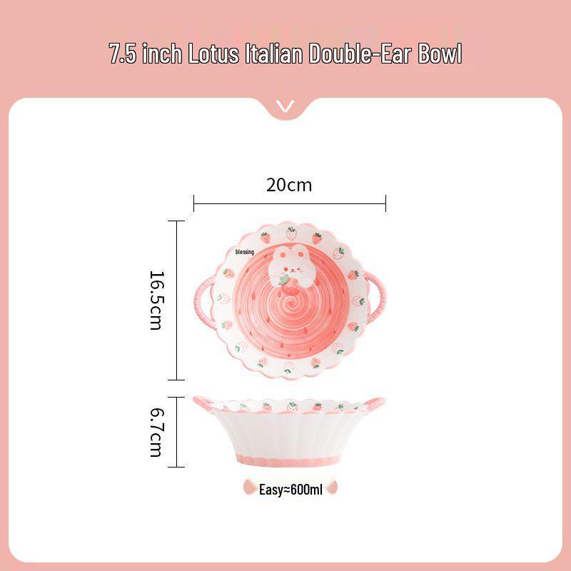 Cute Cartoon Ceramic Dinnerware Set: Bowls, Plates, and Chopsticks for Single Person