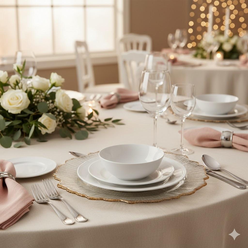 

Gold Flower-like Rim Sturdy Round Charger Plates Wedding Party Dinner Supplies United States