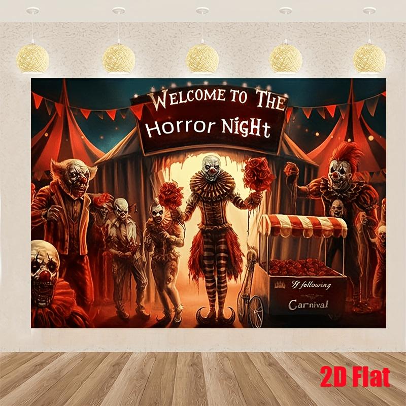 Ghost Clown Carnival Night Theme Polyester Fabric Photography Background and Party Banner Indoor/Outdoor Celebration