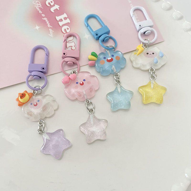 513 Original Ice Transparent Star Keychain - Cartoon Girl Heart Pendant for Students & Girlfriend Gifts