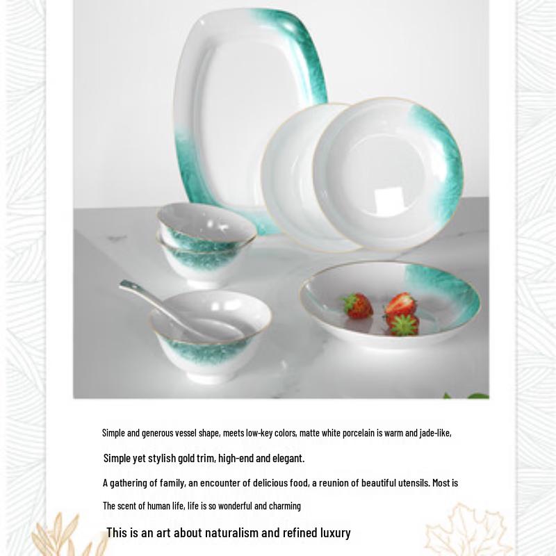 KOBACH 25-Piece Golden Jade Bone China Dinnerware Set