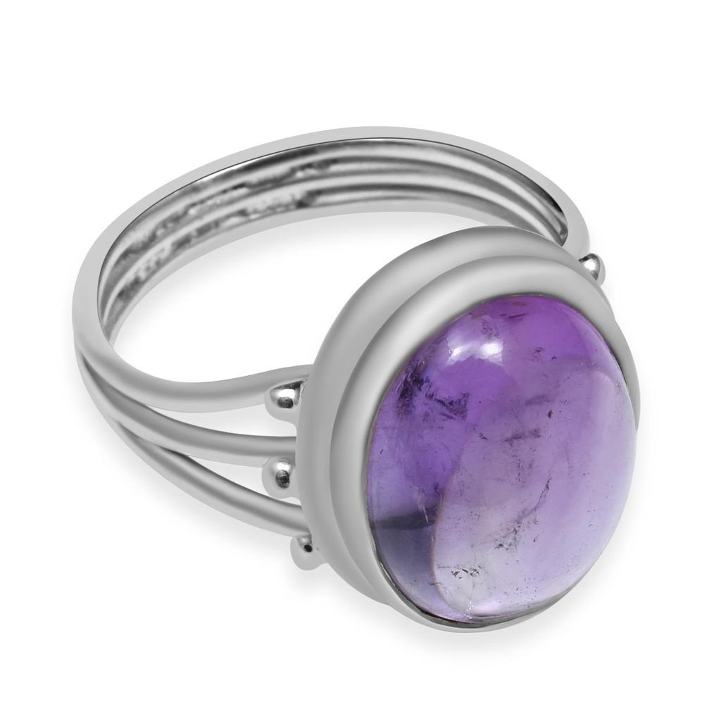 Natural Amethyst Gemstone 925 Sterling Silver Handmade Split Shank Oval Shape Rings For Women & Girls