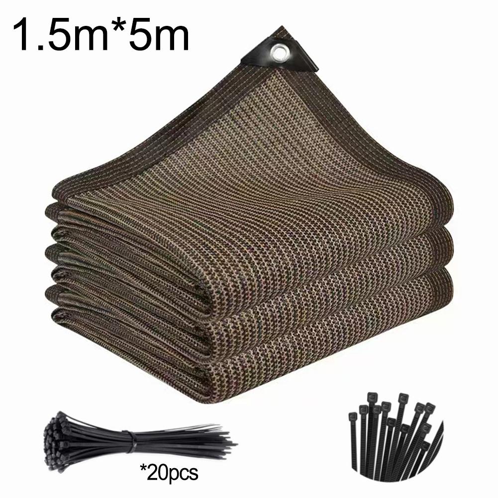 Brown Shade Net for Outdoor Balcony Garden UV Protection Water Drainage Reinforced Corners 1.2m 1.6m 1.5x5m with Ties