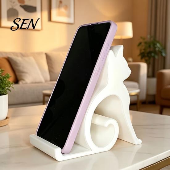 Cell Phone Stand for Cat Lovers Cute Mobile Holder Stand, Desktop Mount Desk Office Universal Bedroom, 3D Printed Stable Diagonal Support Smartphones