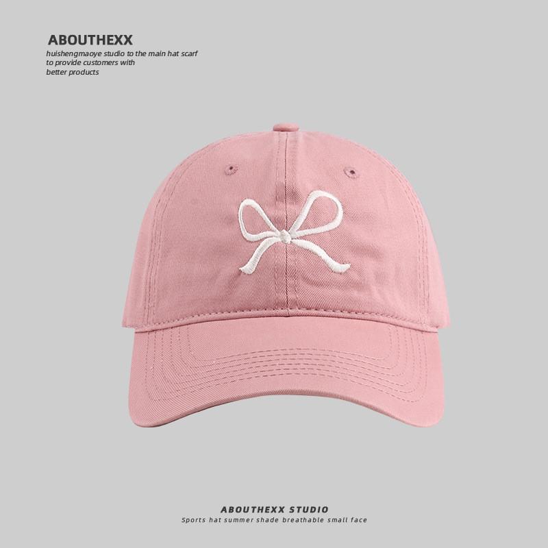Bow Embroidered Baseball Cap With Sunshade And Breathable Cotton For Teens And Adults