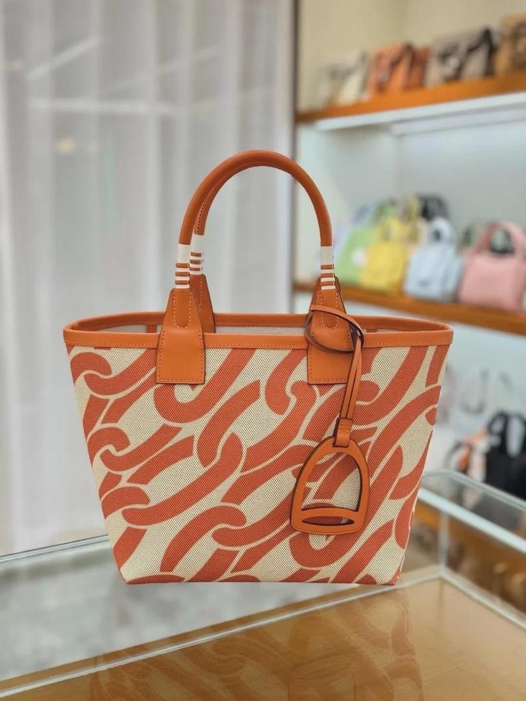 2025 Handmade Genuine Leather & Canvas Tote - Colorful Women's Garden Shopping Bag