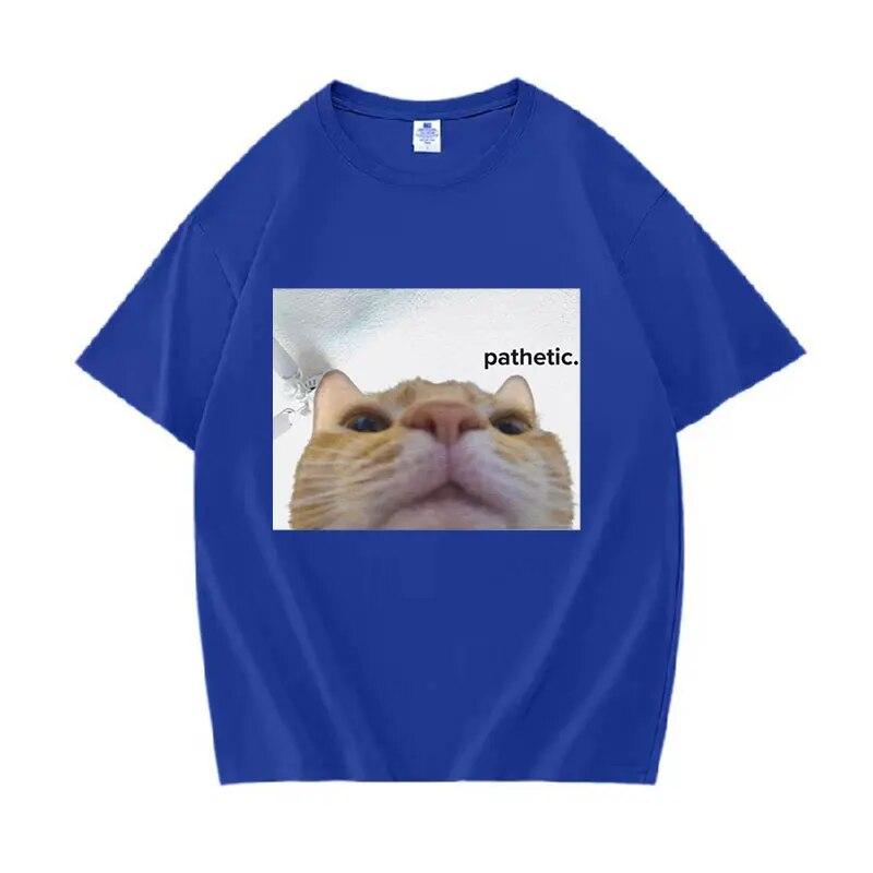 Funny Patetic Cat Meme Grafiske T-skjorter Unisex kvinner Mote Uformelt kortermet T-skjorte Sommer O-hals 100 % bomull Oversized T-skjorter
