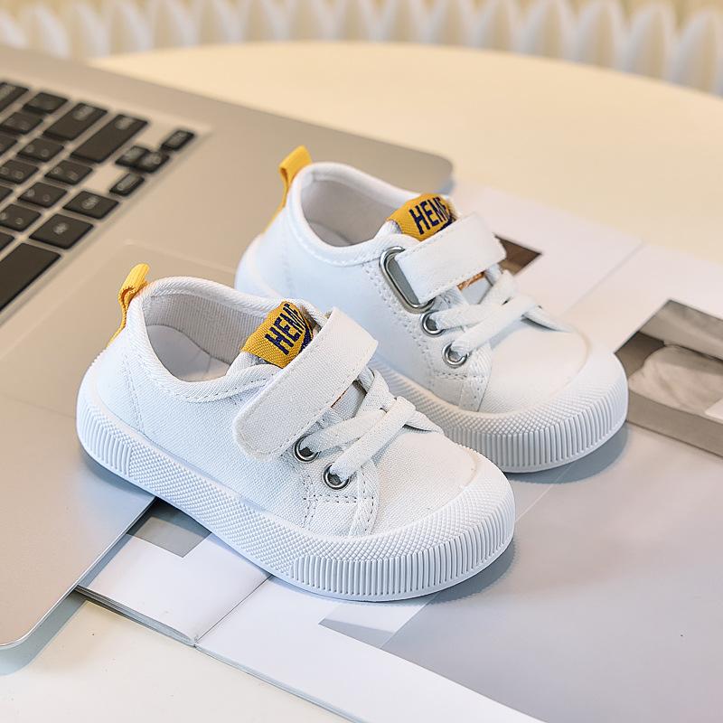 Children's canvas shoes, boys' Korean-style baby shoes, infant walking shoes, spring and autumn toddler girls' kindergarten white shoes