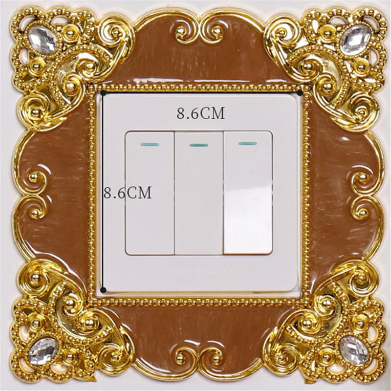 

1pcs Wall Sticker Gold Silver Resin Light Switch Cover Single and Double Surround Socket Frame Rose Edge Home Office Decoration