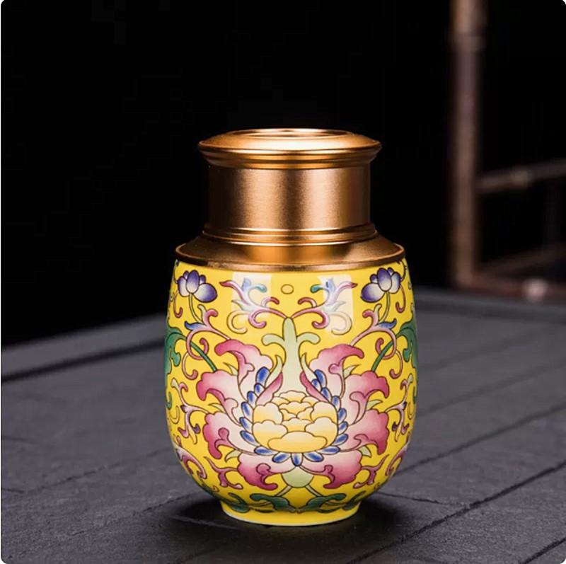 Exquisite Pastel Ceramic Tea Caddy Portable Travel Sealed Tea Boxes Tea Jar Storage Tank Coffee Canister Spice Candy Containers