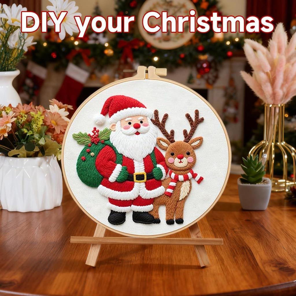 Embroidery Christmas Ornament Kits Stamped Festive Craft Supplies Christmas Needlework Craft Ornament Set For Women Girls Mom