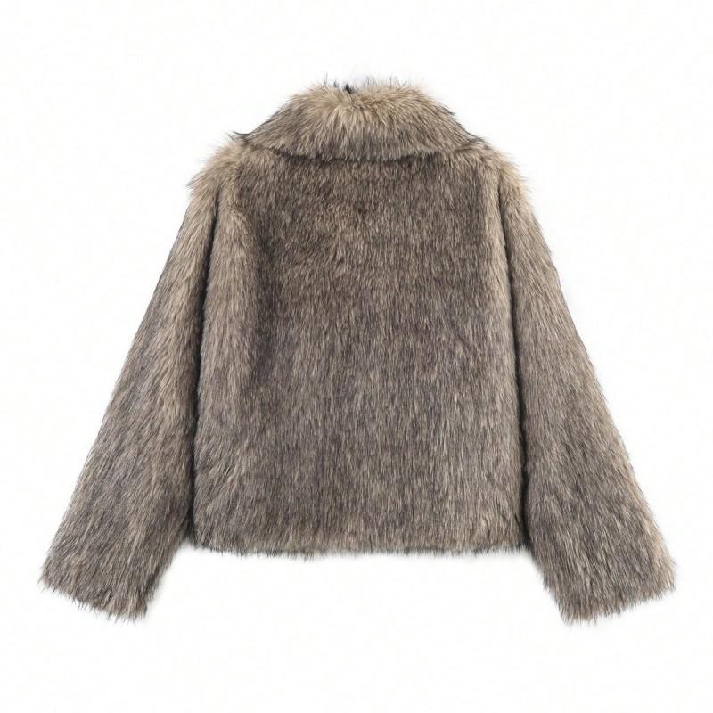 Womens Winter Faux Fur Coat Oversized Lapel Outerwear Warm Thick Street Style Jacket