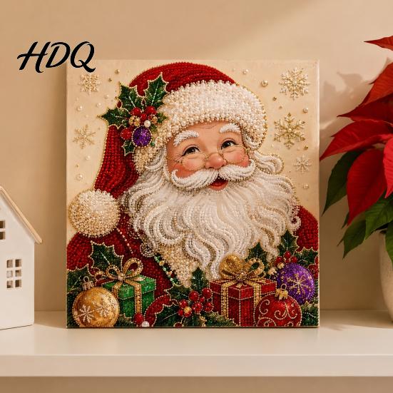 Kit Ornamento Casa Invernale Kit Pittura Perle Finte di Natale Arte 3D Fai da Te con Cornice Perline Artigianato per Adulti Principianti Decorazione Murale Festiva