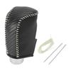 HOPESPANNER Gear Shift Knob Cover for Mazda Black Carbon Fiber Beige Faux Leather Stick Shift Handle Protector 2014-2018, Anti-Slip 1pc,
