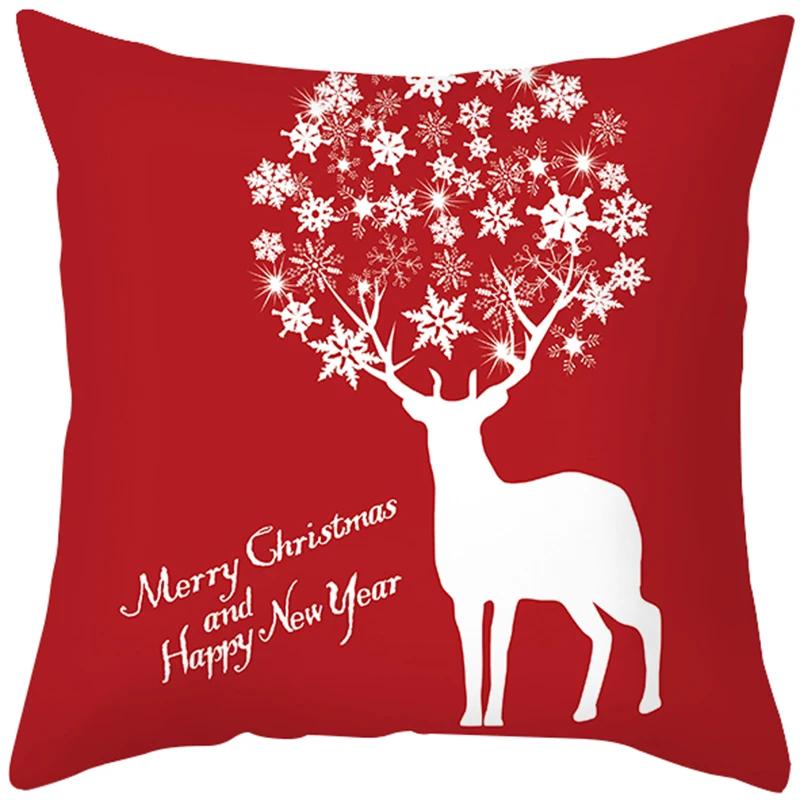 Weihnachtsrot Dekorationsmuster bedruckte Kissenhülle für Wohnzimmer Sofa Dekoration Kissenbezug