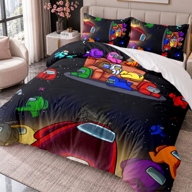 Among Us 3Pcs Bedding Set Duvet Cover With Two Pillowcases For Bedroom Home Decoration