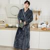 GMXIA Coral Fleece Couple Bathrobes for Women In Autumn and Winter, Long Thickened Fleece Pajamas, Flannel Warm Bathrobes for Winter