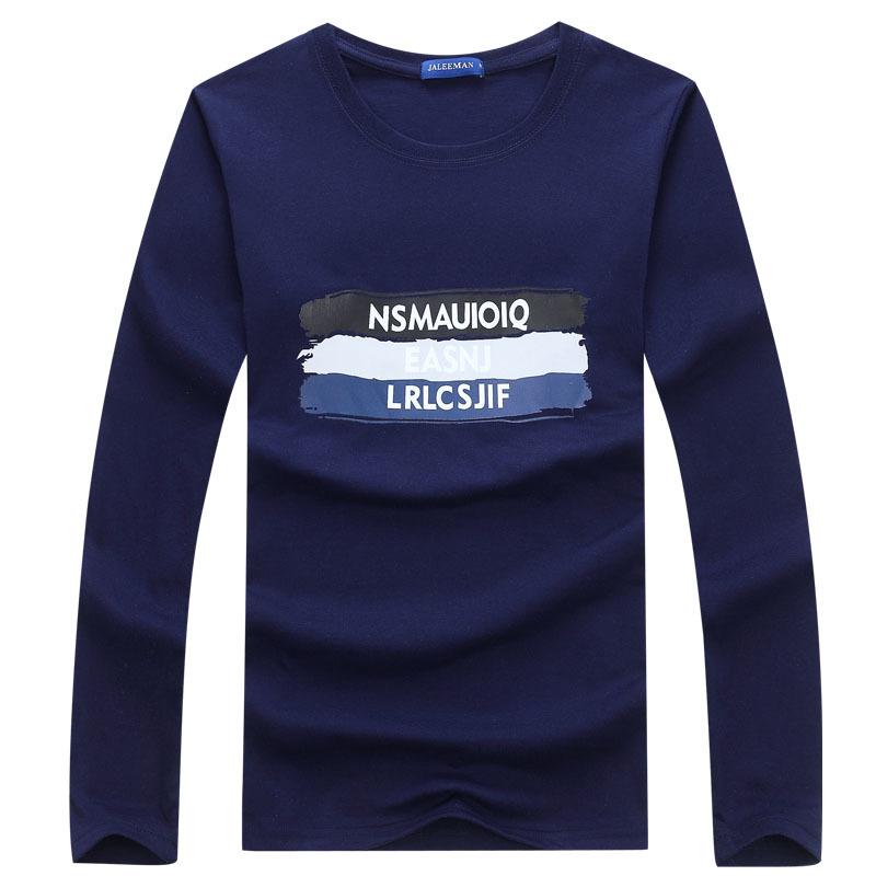 Korean Men's Trendy Autumn Long-Sleeve Letter Print T-Shirt