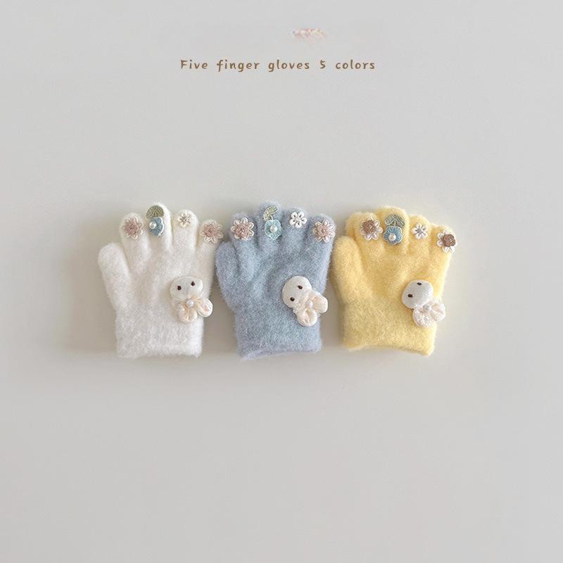 1 Pair Sweet Fashion Kids Gloves for Boy Girl Warm Outdoor Playing Snow Children Glove Candy Color Knitted Acrylic Gloves