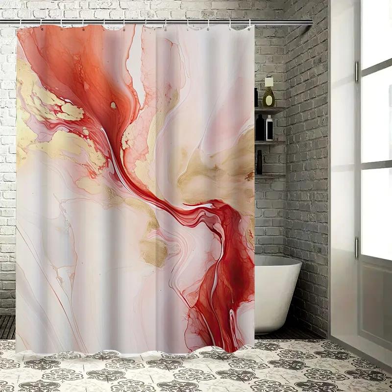 

Luxury Marble Shower Curtain Set White Pink Gold Red Bath Decorative Liner For Bathroom Modern Printing Waterproof Fabric Home D W60H190(CM)-1 Pcs