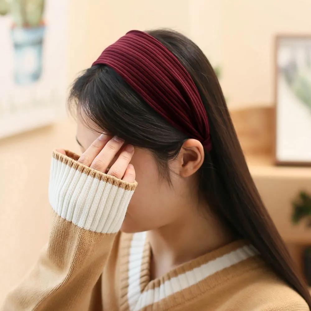 Handmade Headband Daily Headband Angel Scrunchie Basic Ribbed Wine