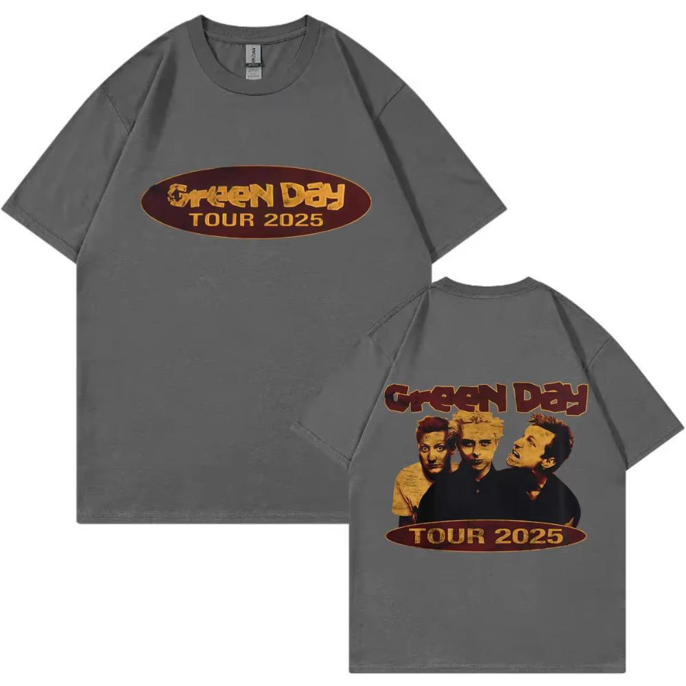 Rock Band Green Day Tour 2025 Graphic T Shirts Fashion Vintage Short Sleeve T-shirts Men Women Casual Cotton T-shirts Streetwear