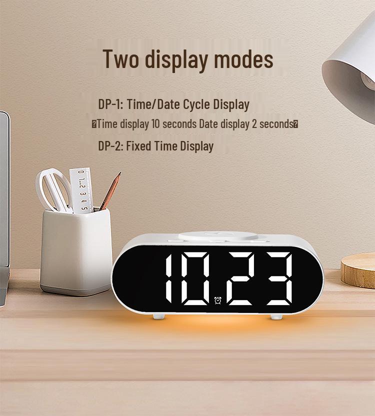GH9000 Multi-functional Wireless Charging Alarm Clock - Bedside Desk Clock with Fast Mobile Phone Charging