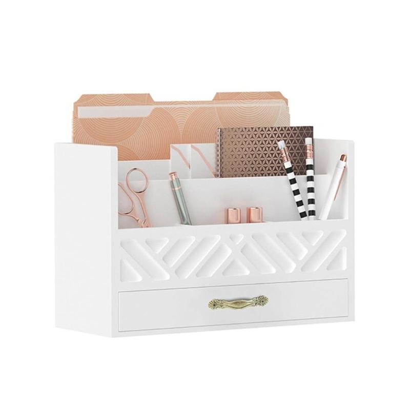 

Desktop Mail Organizers Sturdy Wood File Sorter Box With Drawer for Efficient Home Office Organization Daily Use 1