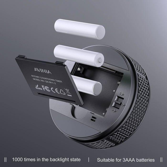 Minuteries De Cuisine - AVINIA - Grand Écran LED - Compte À Rebours Magnétique - Noir - Facile À Utiliser