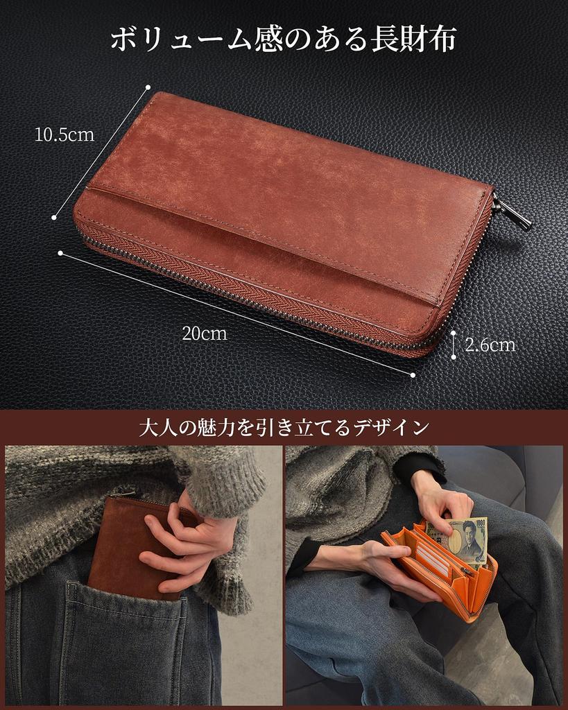 Kawaoto Long Genuine Pueblo Made In Large Divided Coin 15 Card Business Good Made by Top Leather Gift Men's Wallet, Leather, Japan, Capacity, Purse,