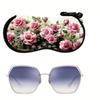 Hanging Rose Flower Print Eyeglass Case Soft Reading Glass Pouch Portable Sunglasses Holder  Gifts
