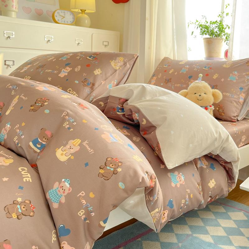 Class A 100% Pure Cotton Student Dormitory 3-Pcs Set Maternal And Infant Grade Cotton Skin-Friendly Small Floral Bed Sheet Quilt Set4-Pcs Set