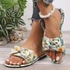 Floral Slippers Women's Summer New Bow Beach Slippers Gentle Flat Slippers