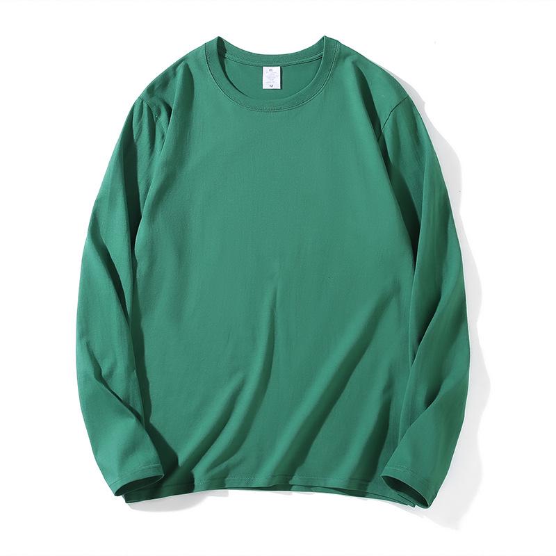 Men's Heavyweight 220g Cotton Long Sleeve Crew Neck T-Shirt, Available In 24 Solid Colors