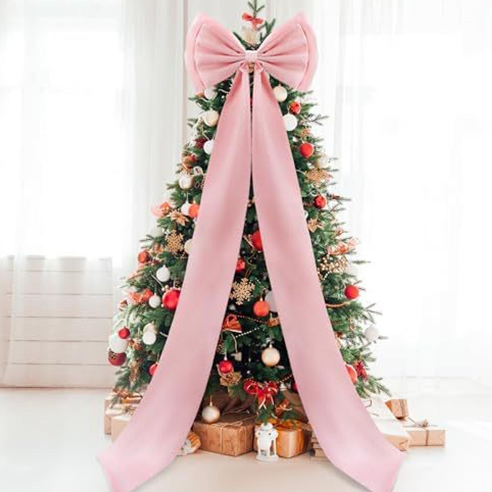 

Christmas Decorations Christmas Tree Toppers Large Bow Christmas Decoration Christmas Bows Used For Christmas Tree Decoration 1.9m рожевий