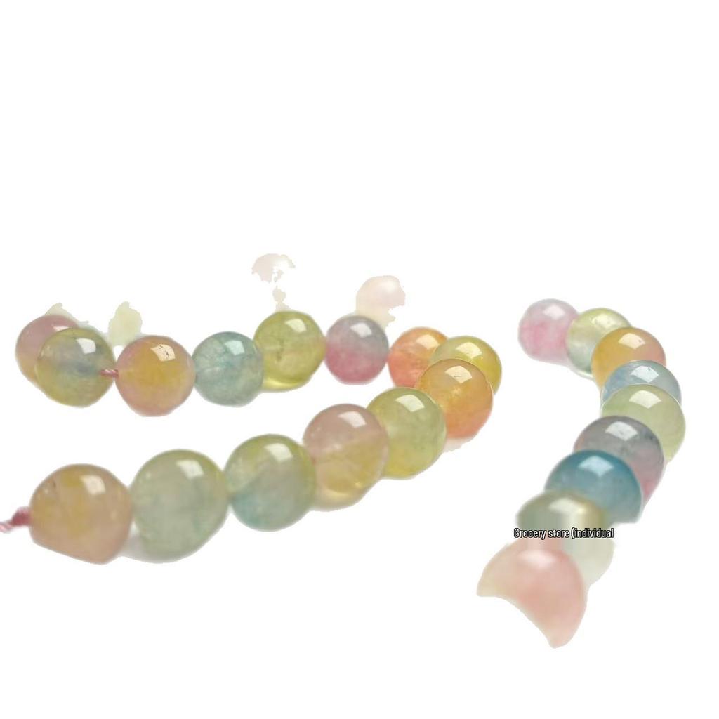 Colorful Chalcedony Tourmaline Beads: Multi-Gem Round Beads for DIY Bracelet & Necklace Jewelry