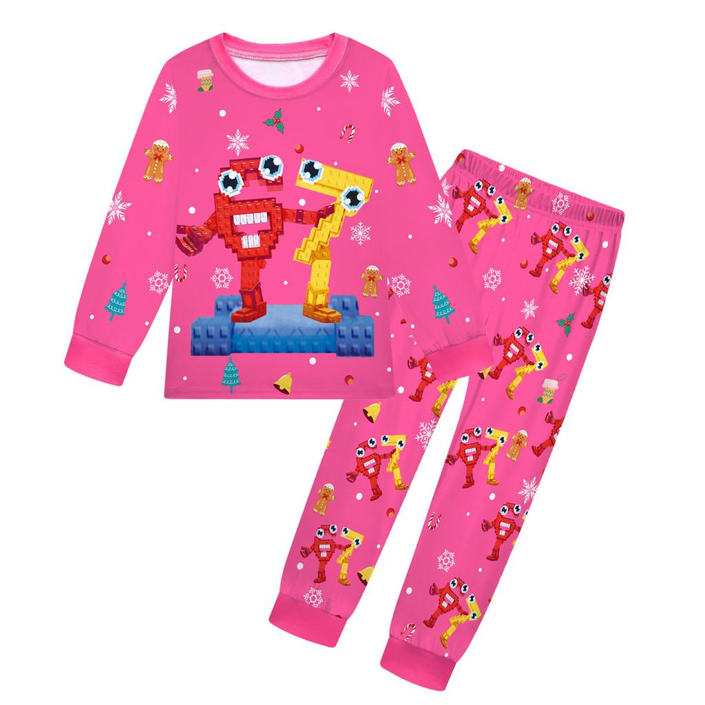 19703 Kinder Jungen Mädchen Steal a Brainrot 67 Six Seven Print Langarm T-Shirt Hose Pyjama Nachtwäsche Sets