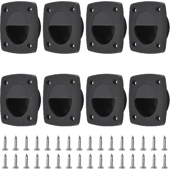 Recessed Sliding Door Handle, 8PCS Black Nylon Flush Pull Handle Hidden Concealed Recessed Sliding Door Pull Handles Closet Knob Flush Finger Cabinet