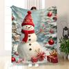 Cozy Snowman Snowflake Blanket - Soft Winter Holiday Flannel Throw