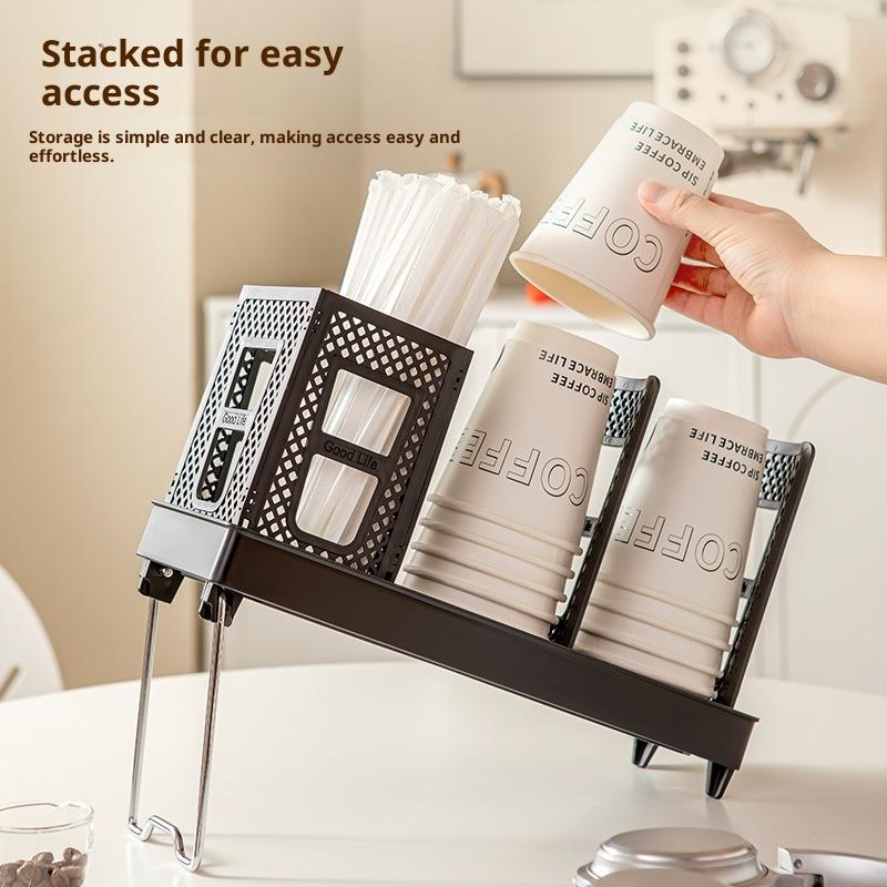 Detachable Multifunctional Disposable Paper Cup Holder Single Double Size Coffee Cup Storage Rack Plastic Ground Mounted Home