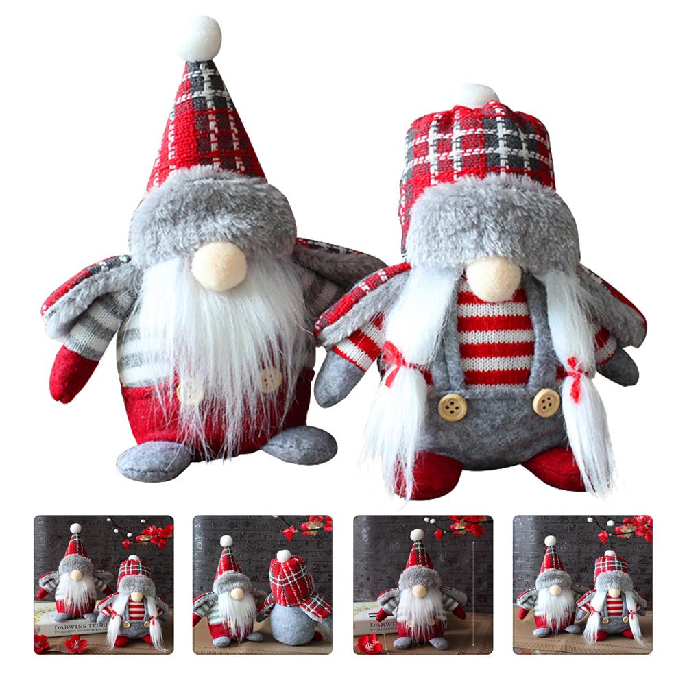 2 Pcs Old Man in The Ornament Plush Dolls Gnome Decor Girl Decorative Gift Christmas Cloth Lovely Elder