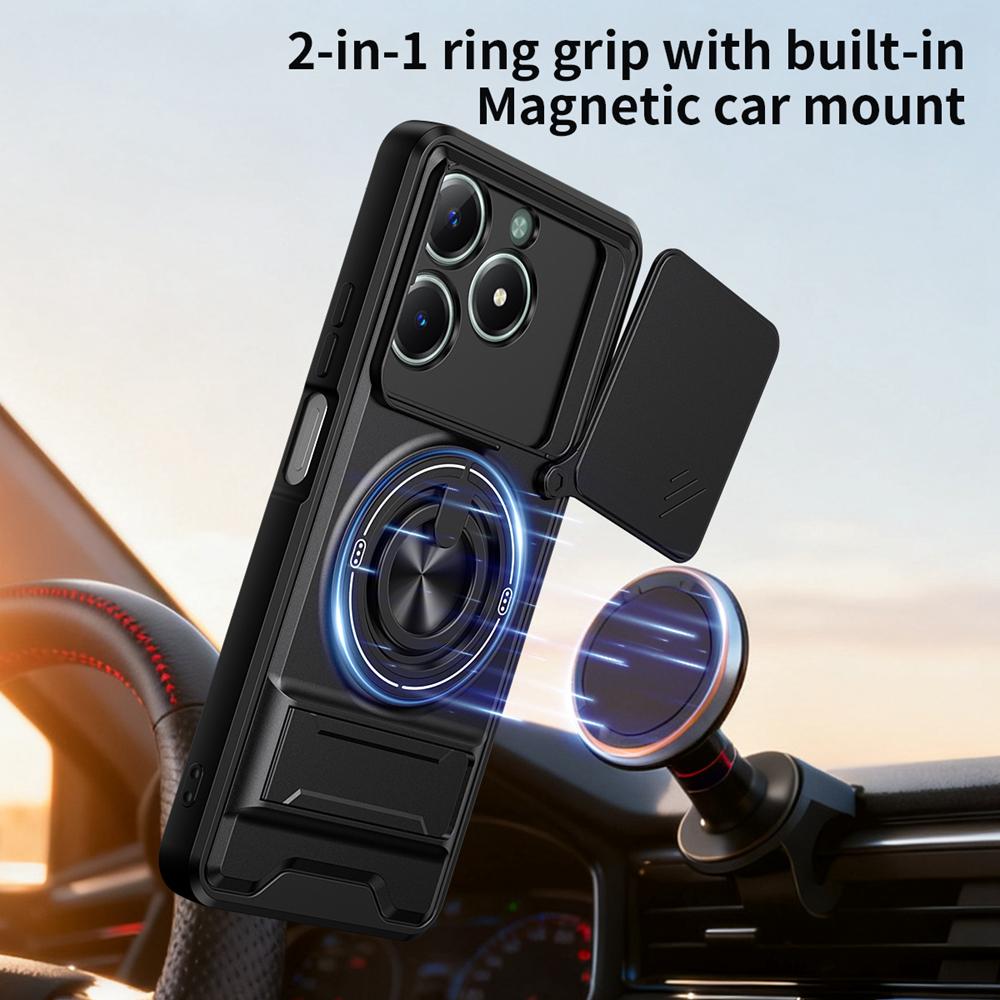 KEYSION Magnetic Phone Case for OPPO Realme C61 C63 Slide Camera Protection Upright Kickstand 360 Ring Shockproof Back Cover