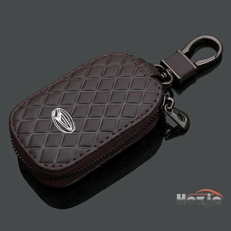 Car Leather Zipper Key Case for Dalihatsu Move Terios Rocky Bonn Copen Storia Terios Thor YRV Folding Keyless Remote Storage Bag